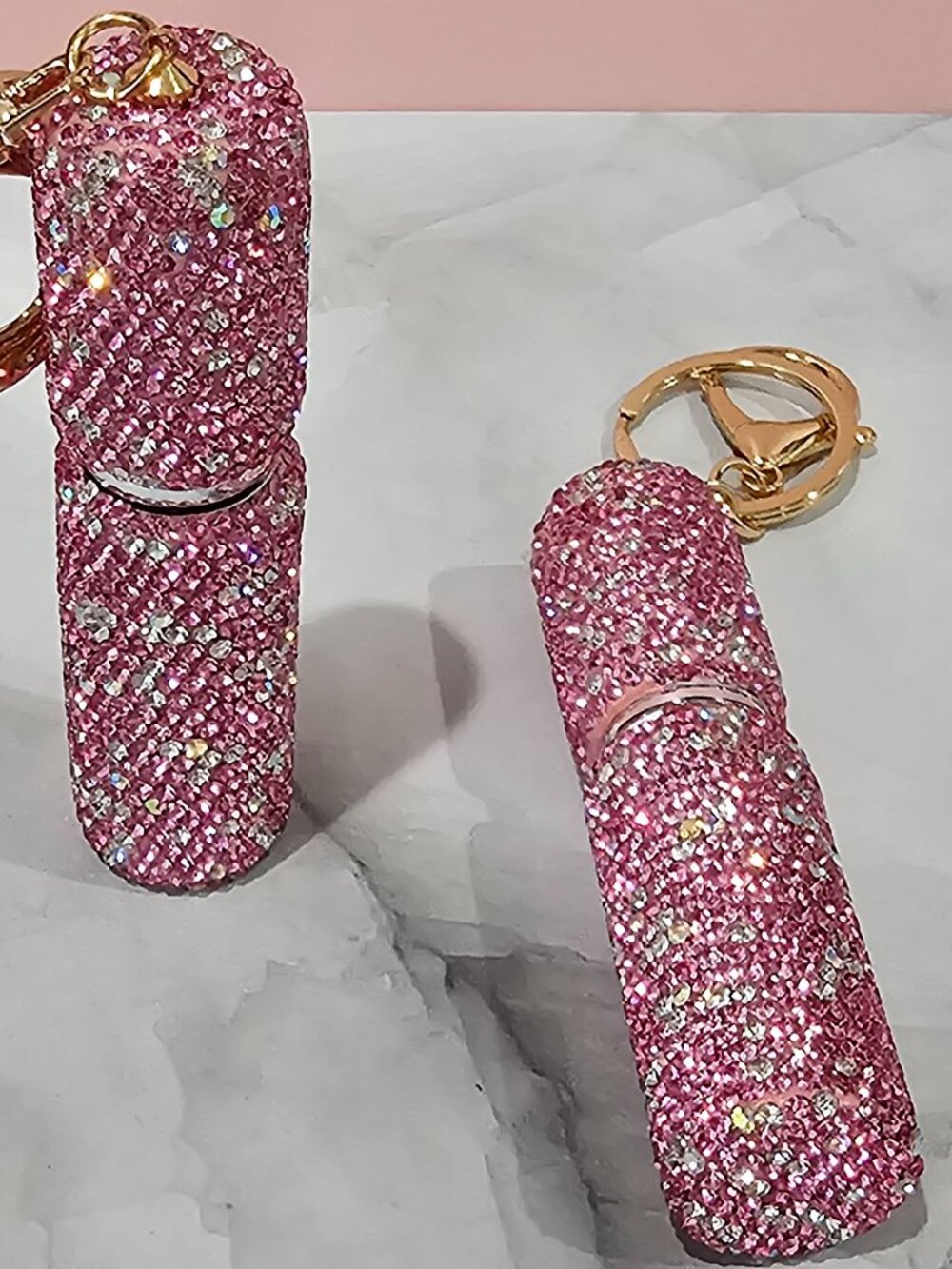 Rhinestone Perfume Keychain | Refillable Crystal Travel Atomizer | Glam Bling Ba